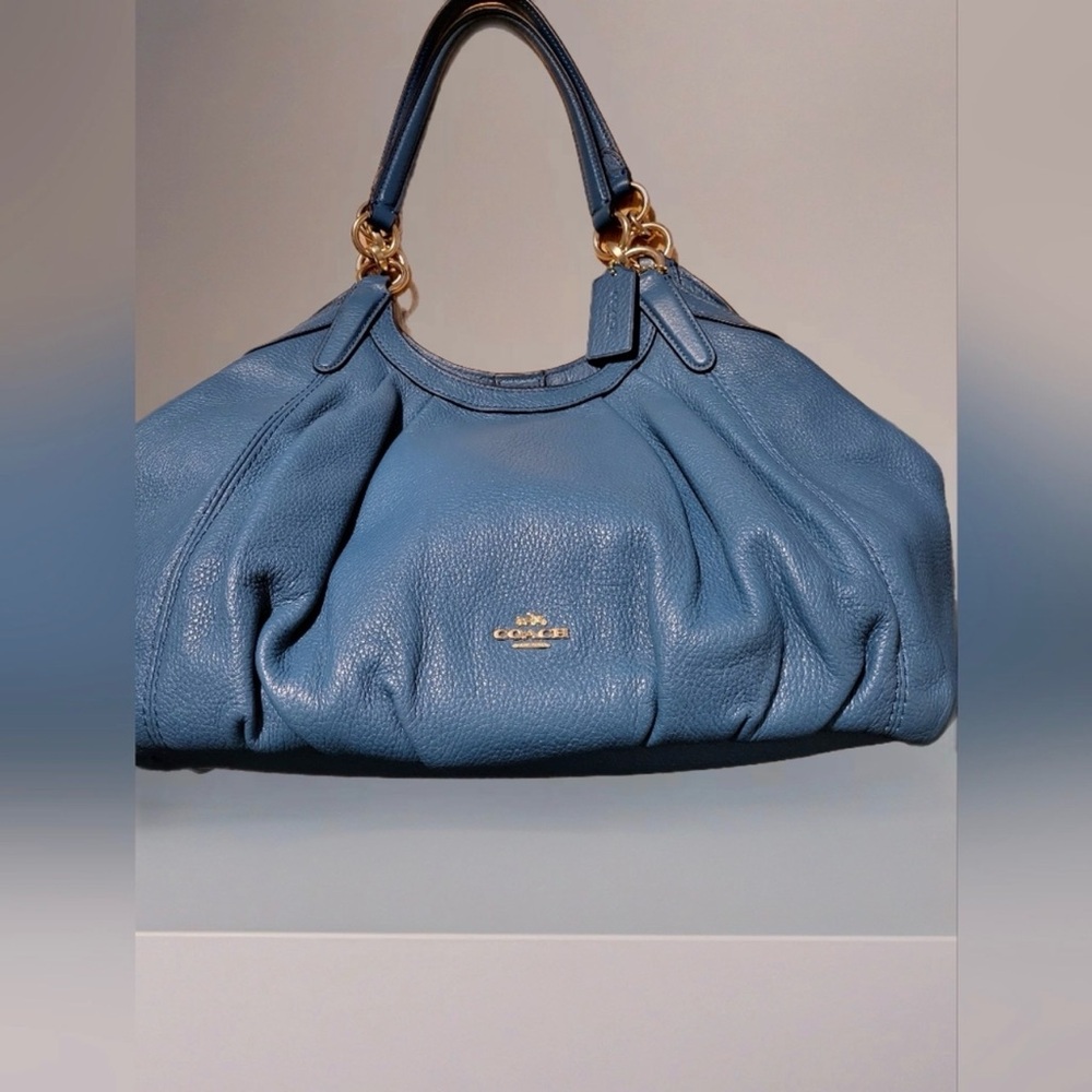 Coach Lily Bohemian Blue Leather Shoulder Bag - Picture 6 of 6